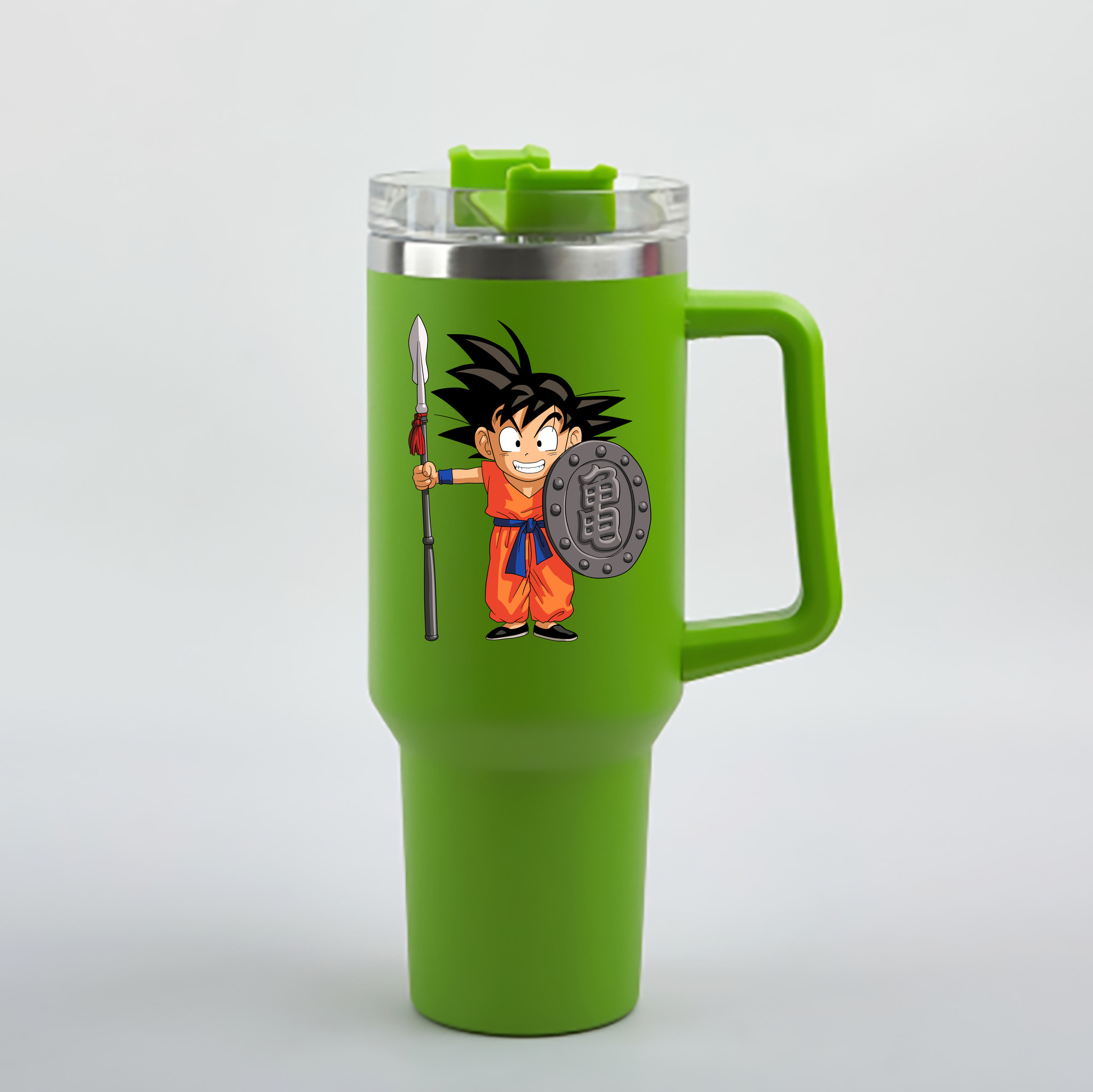 （画像用） ドラゴンボール 孫悟空（そん ごくう）Son Goku カカロット DRAGON BALL Kakarotto 1200mL車用タンブラー - クリスタルステッカー（プラスチックストロー付き）